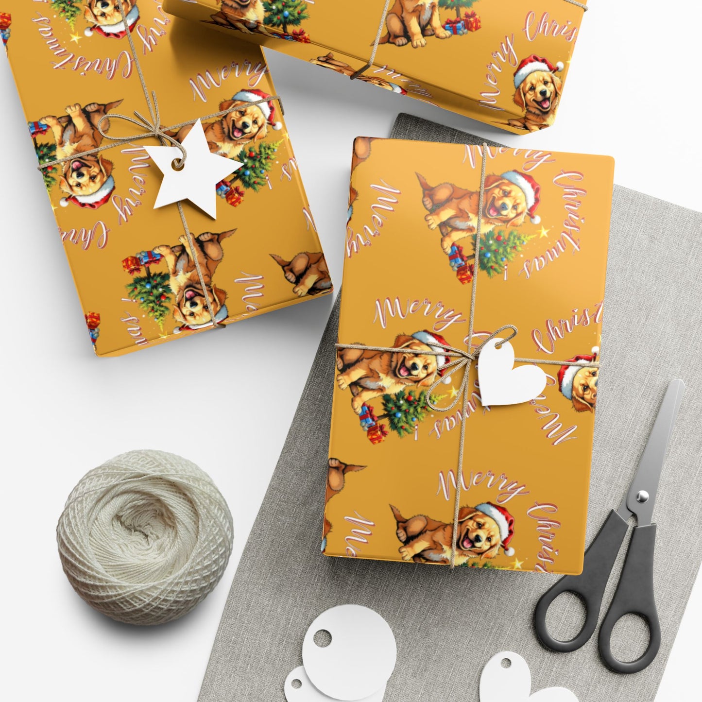 Christmas Puppy Gift Wrap Paper — Cute Holiday Dog Pattern Wrapping Sheets
