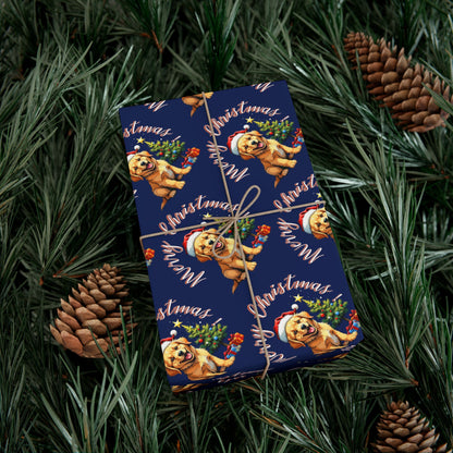 Wrapping Paper — Cute Golden Retriever Christmas Gift Wrap