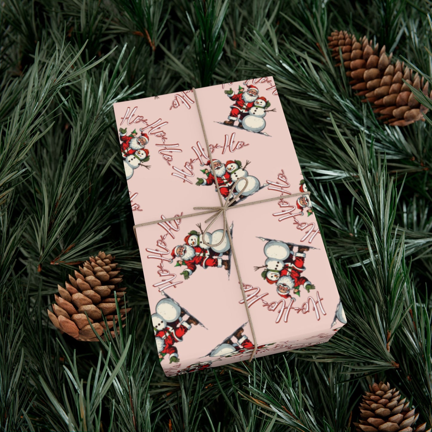Gift Wrap Paper — Pink Snowman Pattern Holiday Wrapping Paper