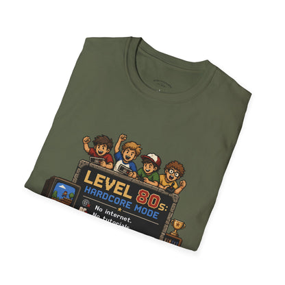 80s Level Up T-Shirt — 'Level 80s: Hardcore Mode' Retro Gaming Tee