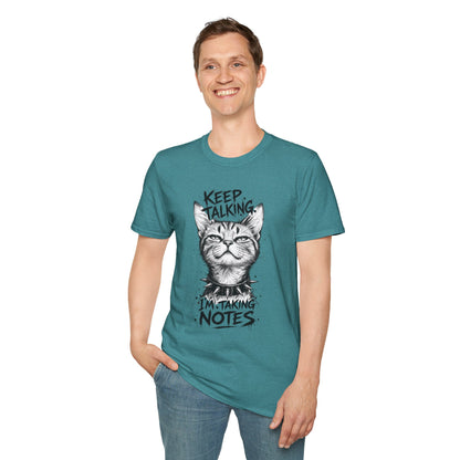Keep Talking I'm Taking Notes Cat T‑Shirt
