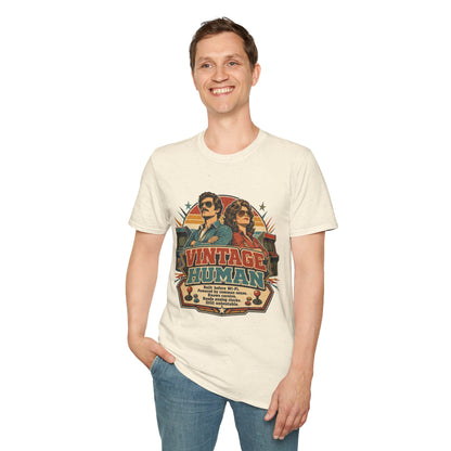 Vintage Human T-Shirt — Retro 70s Duo Graphic Tee
