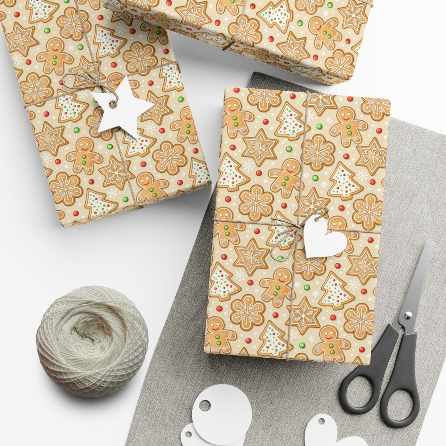 Gingerbread Pattern Gift Wrap Paper — Festive Holiday Wrapping Sheets