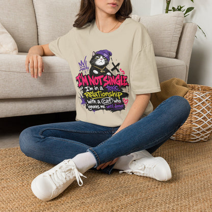 T‑Shirt — “I’m Not Single: I’m in a Toxic Relationship with a Cat” Graphic Tee