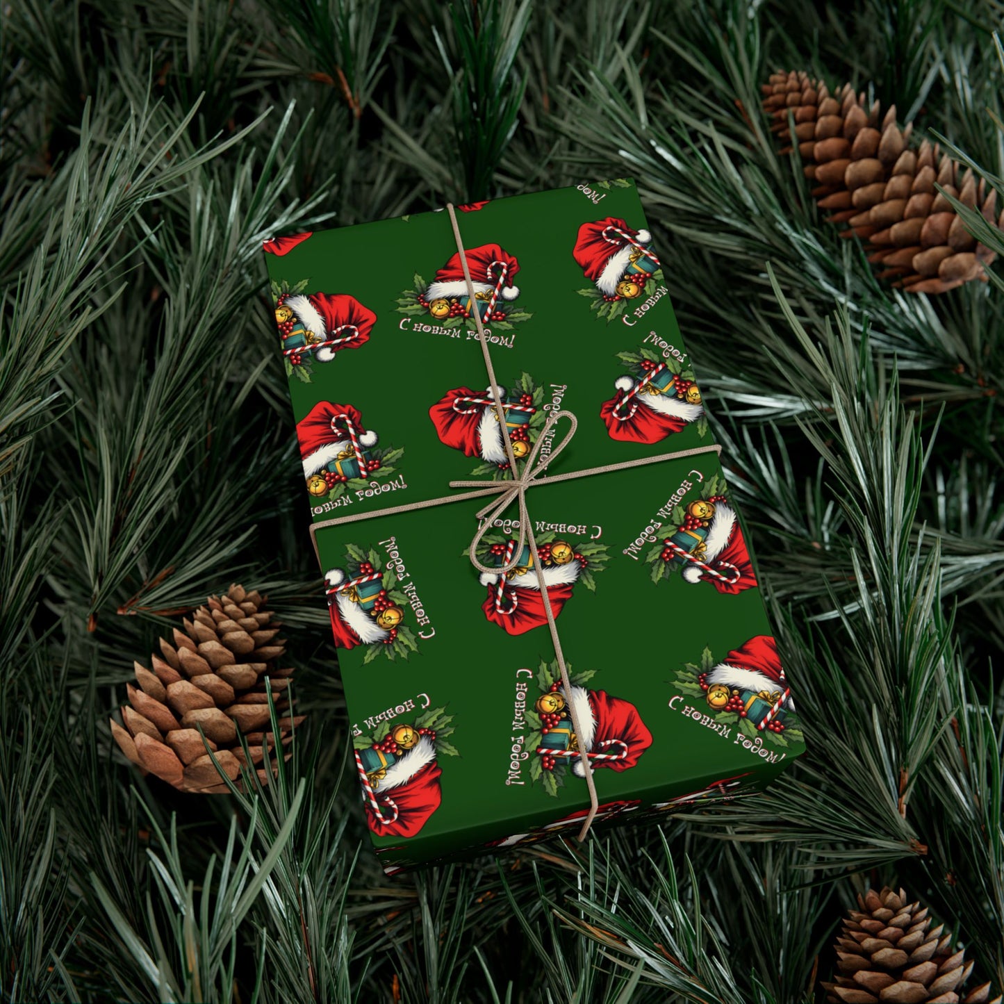 Christmas Santa Gift Wrap Paper — Festive Green Holiday Wrapping Sheets