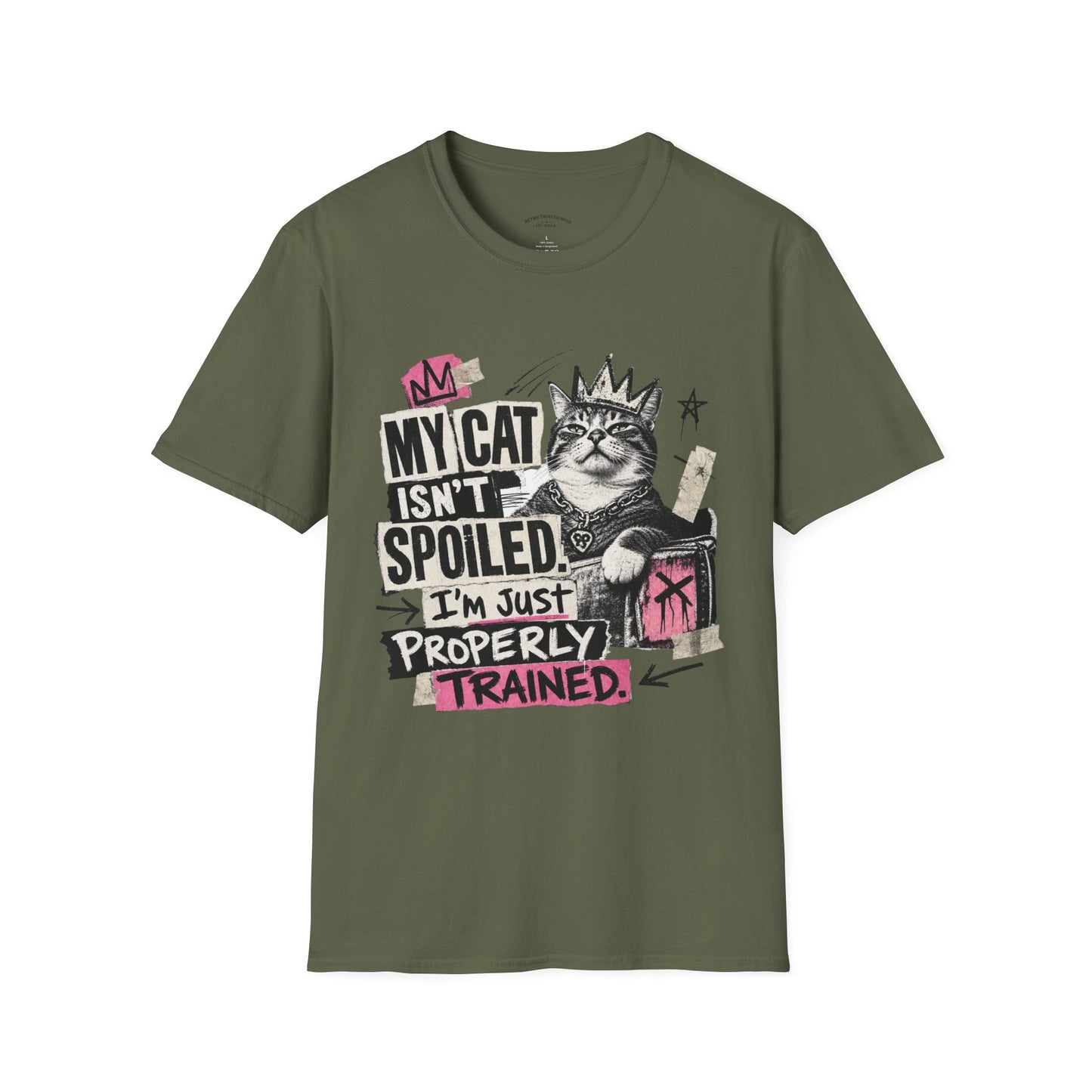 Cat T-Shirt — “My Cat Isn’t Spoiled, I’m Just Properly Trained” Graphic Tee