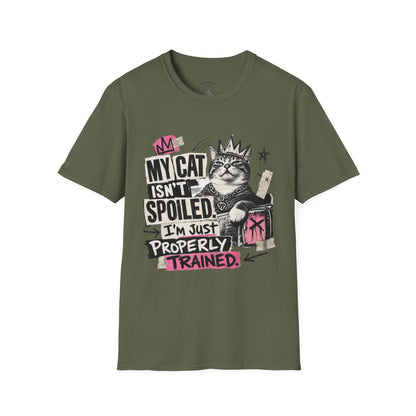Cat T-Shirt — “My Cat Isn’t Spoiled, I’m Just Properly Trained” Graphic Tee