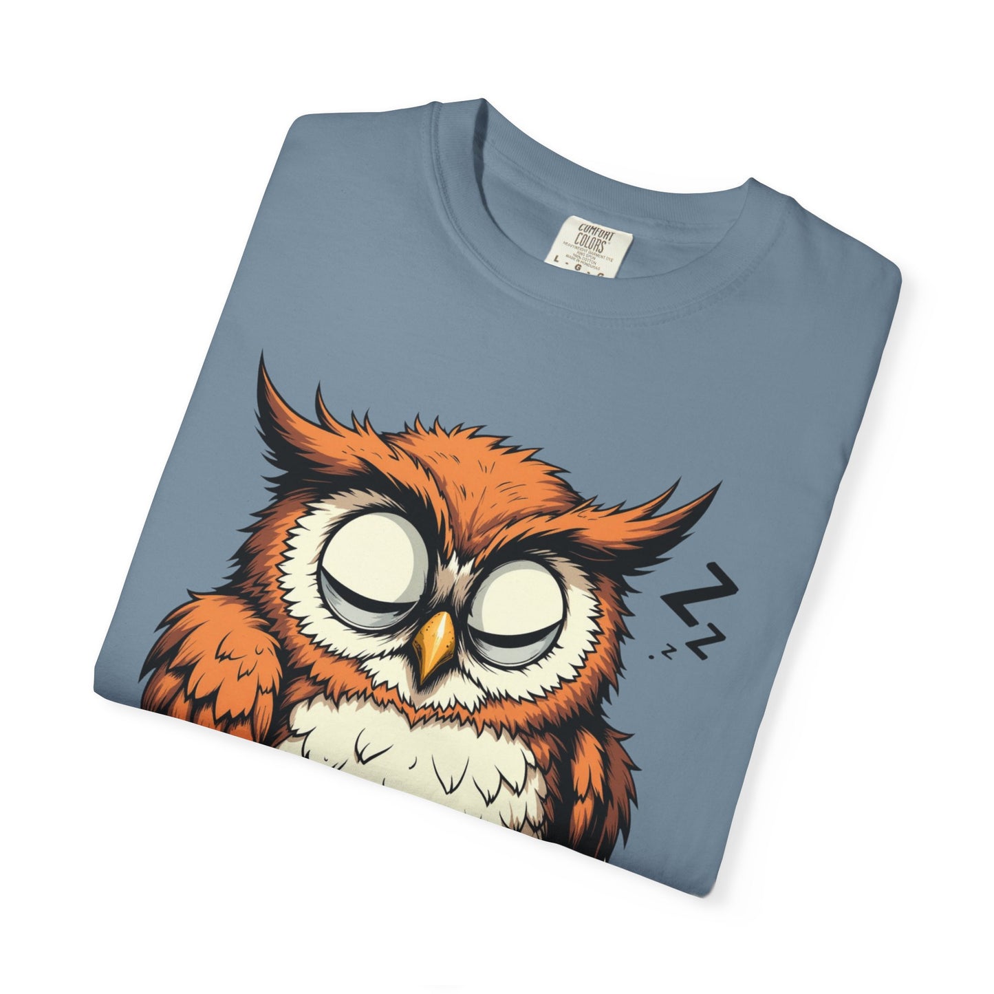 Sleepy Owl Coffee T-Shirt — "Gimme a Minute" Cute Morning Tee