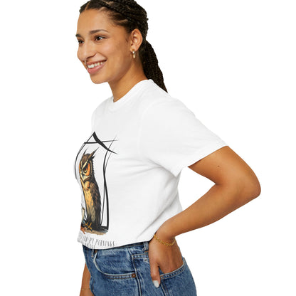Owl & Coffee Graphic T-Shirt — 'A Day to Coffee and Contemplate'