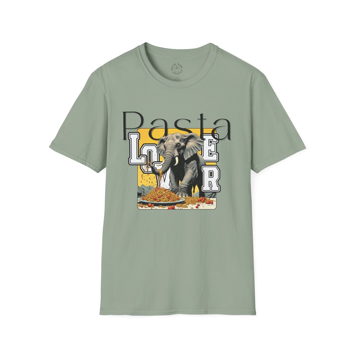 Pasta Lover Unisex Softstyle T-Shirt - Playful Elephant Graphic Tee,elephant,twisted