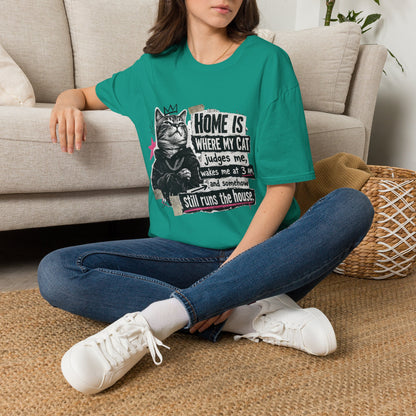 Cat T-Shirt — "Home Is Where My Cat Judges Me" Funny Graphic Tee
