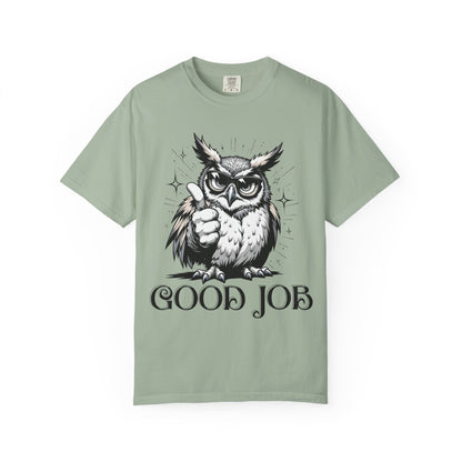 Good Job Owl T-Shirt — Thumbs-Up Retro Owl Graphic Tee