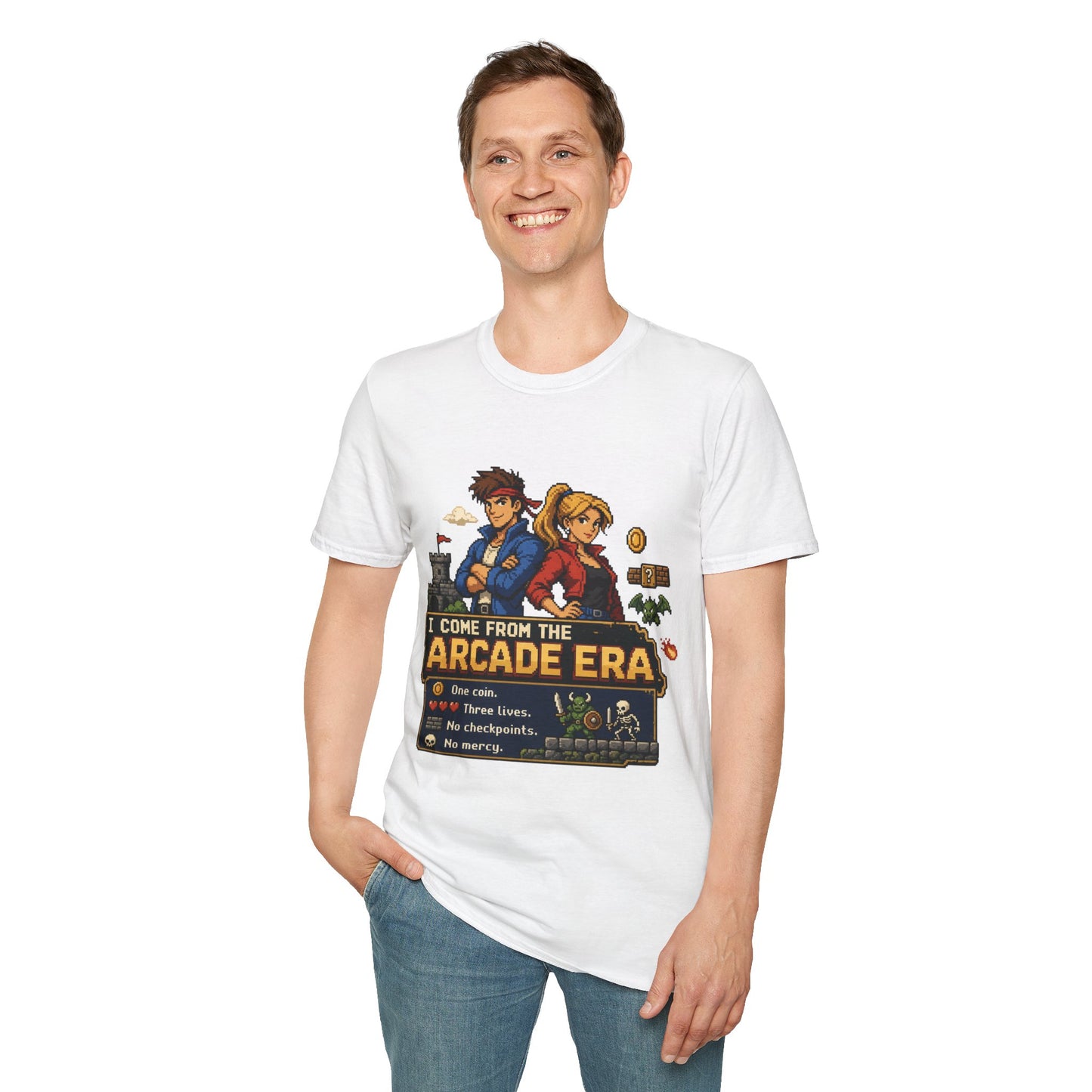 Retro Arcade Era T-Shirt — Pixel RPG Game Tribute
