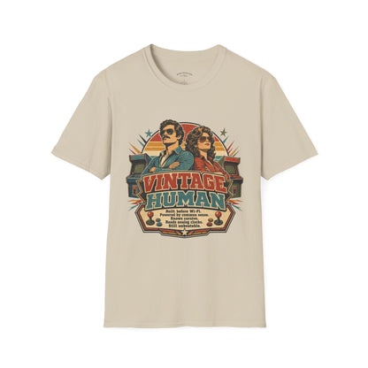 Vintage Human T-Shirt — Retro 70s Duo Graphic Tee