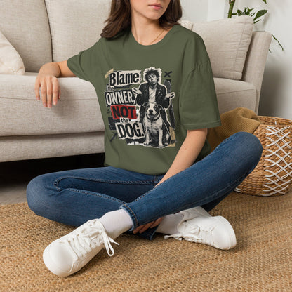 Blame the Owner Not the Dog T-Shirt - Funny Punk Dog Graphic Tee