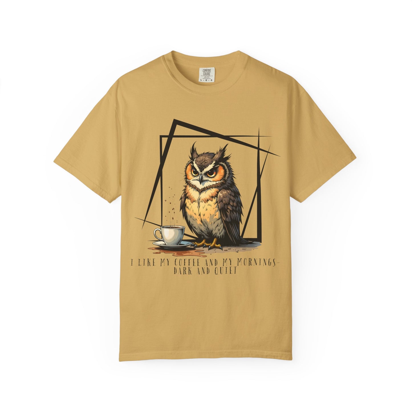 Owl & Coffee Graphic T-Shirt — 'A Day to Coffee and Contemplate'