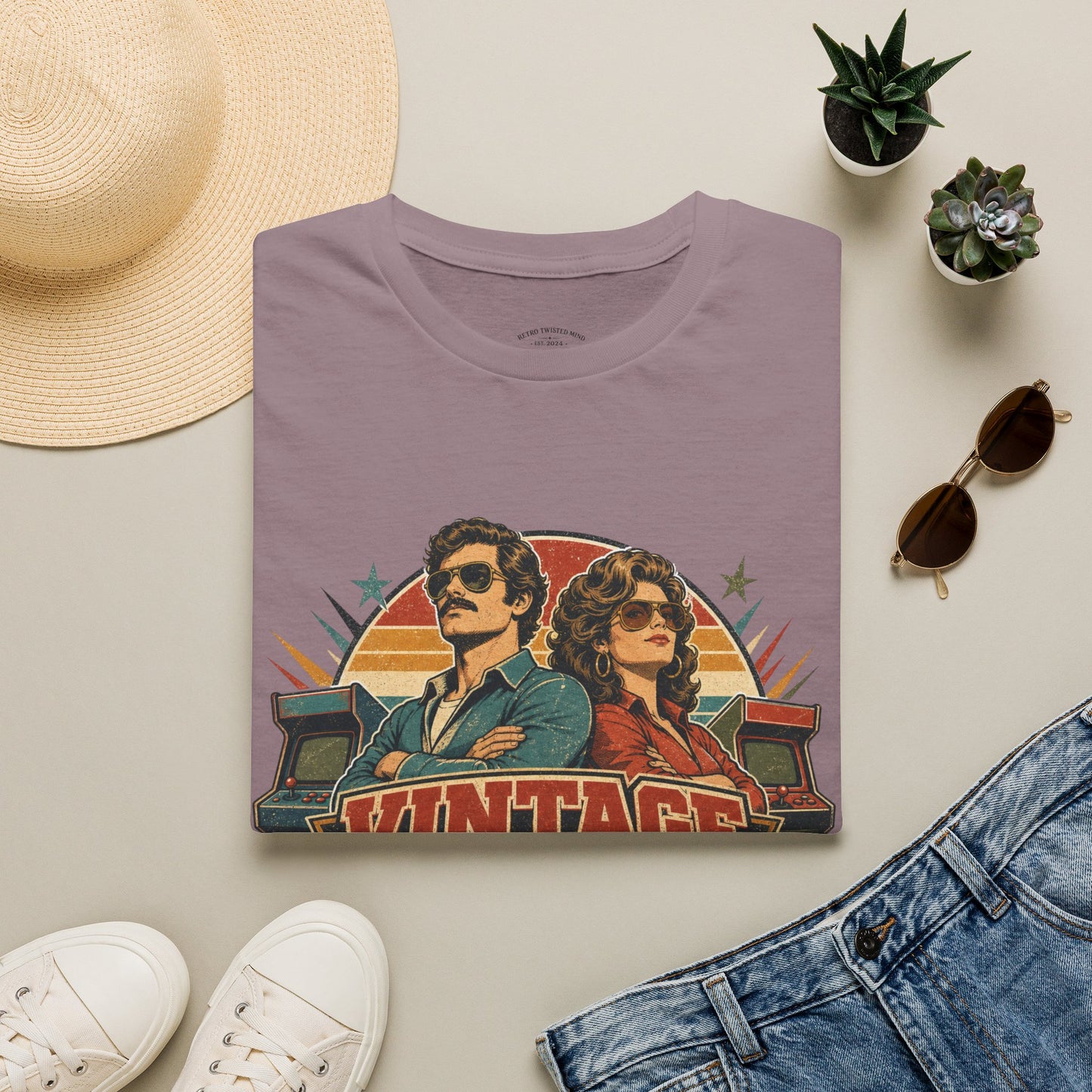 Vintage Human T-Shirt — Retro 70s Duo Graphic Tee