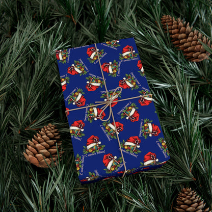 Christmas Gift Wrap Paper — Santa Sleigh & Presents Pattern