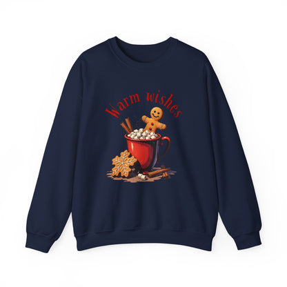 Crewneck Sweatshirt — "Warm Wishes" Hot Cocoa & Gingerbread Holiday Design