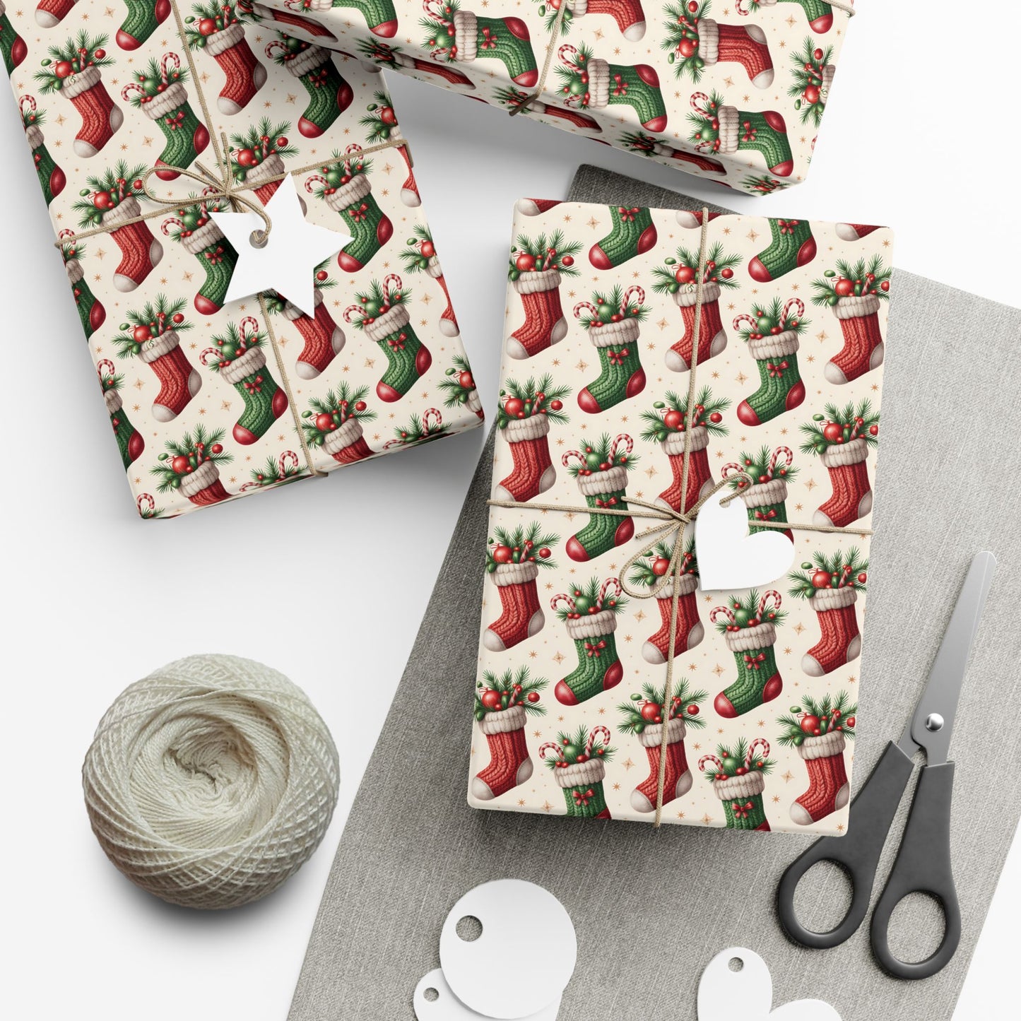 Christmas Stocking Gift Wrap Paper – Festive Holiday Wrapping Sheets