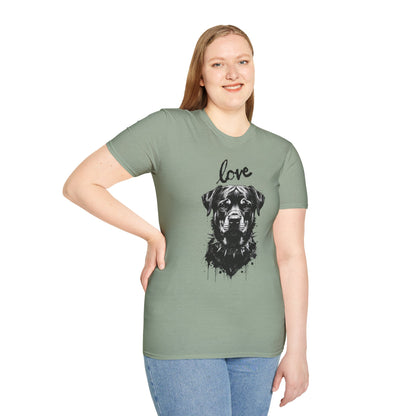 Love Rottweiler T-Shirt — Vintage Black Dog Portrait Tee for Dog Lovers