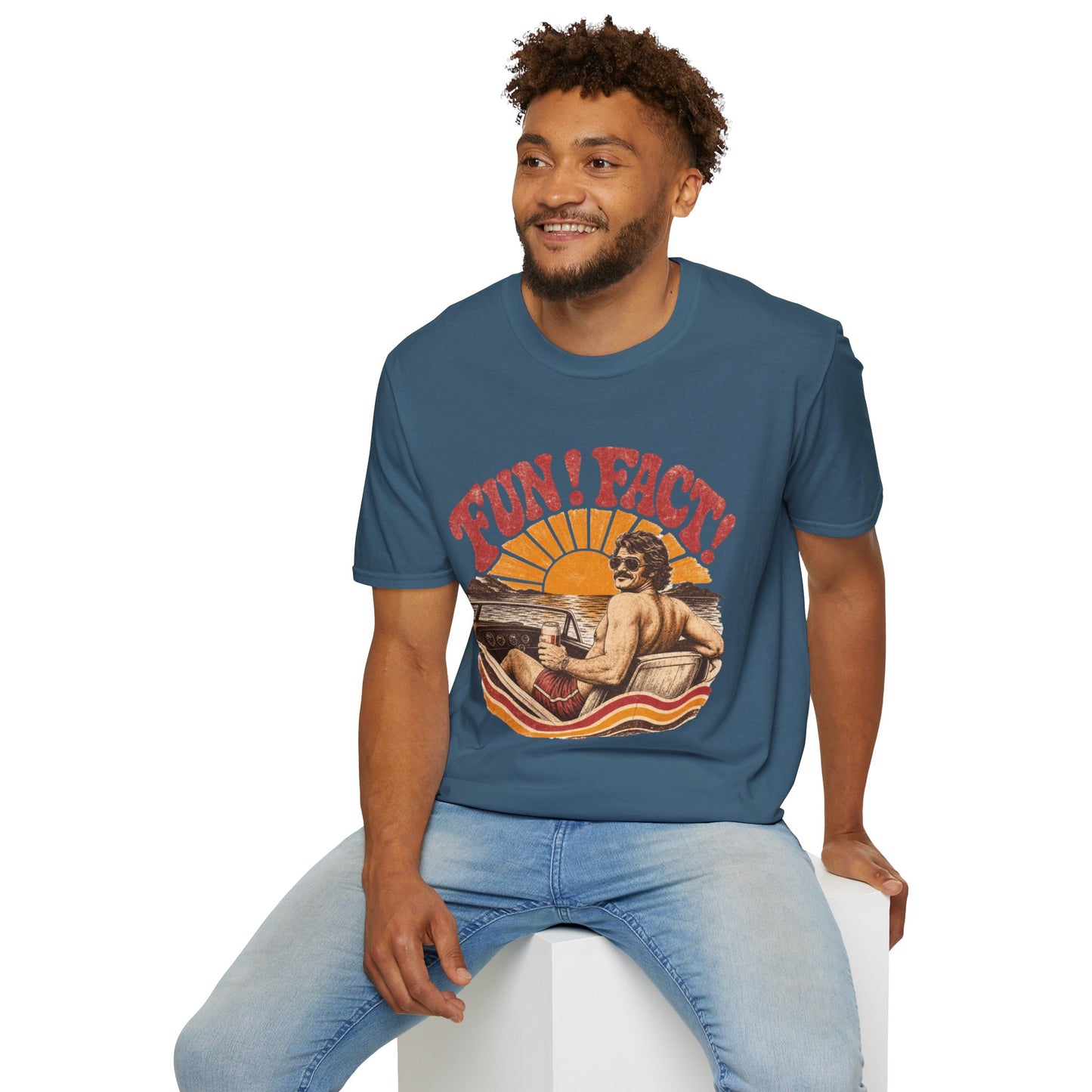 Retro 'FUN! FACT!' Surf Tee — Vintage Sunset Beach Graphic T-Shirt
