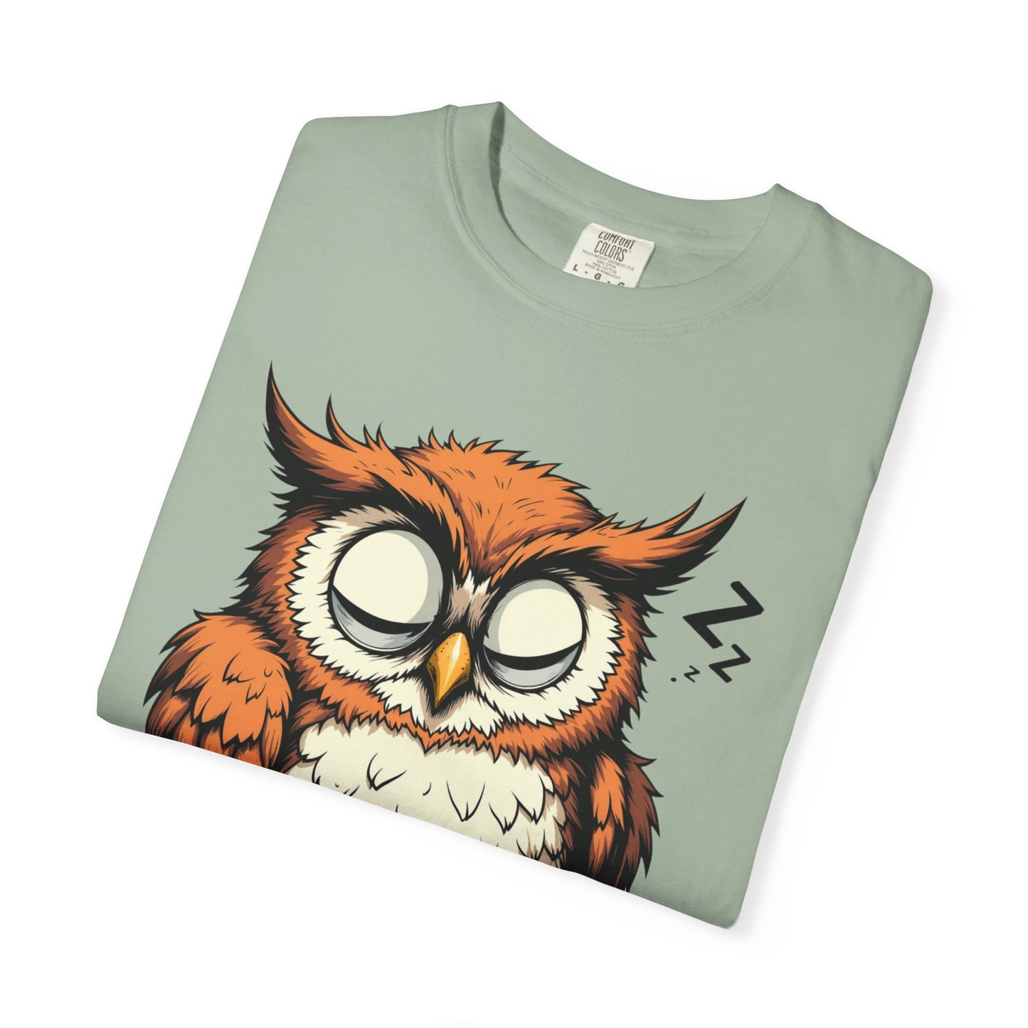 Sleepy Owl Coffee T-Shirt — "Gimme a Minute" Cute Morning Tee
