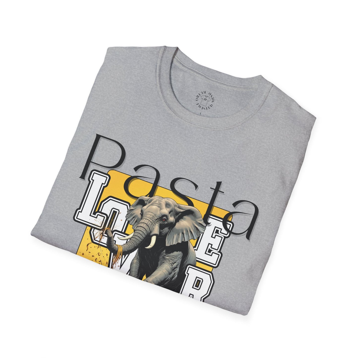 Pasta Lover Unisex Softstyle T-Shirt - Playful Elephant Graphic Tee,elephant,twisted