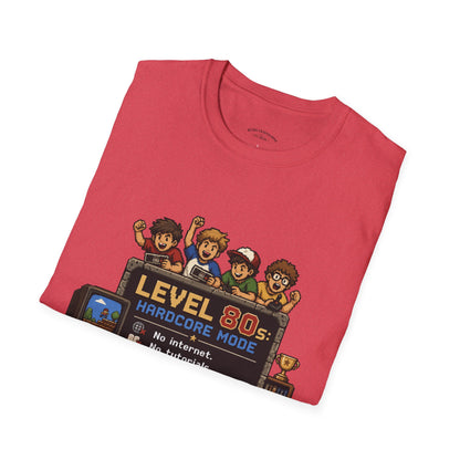 80s Level Up T-Shirt — 'Level 80s: Hardcore Mode' Retro Gaming Tee
