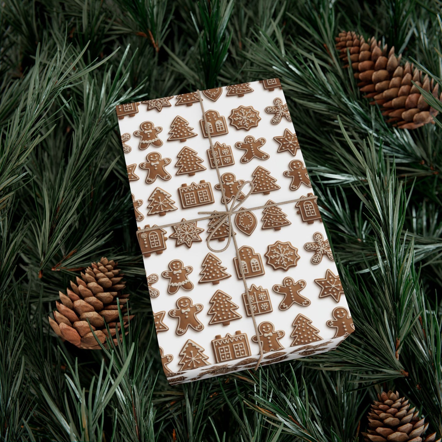 Gingerbread Pattern Gift Wrap Paper — Holiday Wrapping Sheets (Christmas Cookie Design)