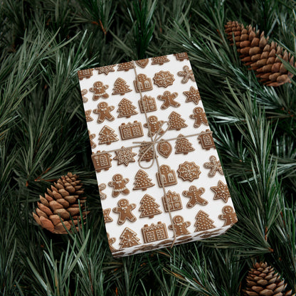 Gingerbread Pattern Gift Wrap Paper — Holiday Wrapping Sheets (Christmas Cookie Design)