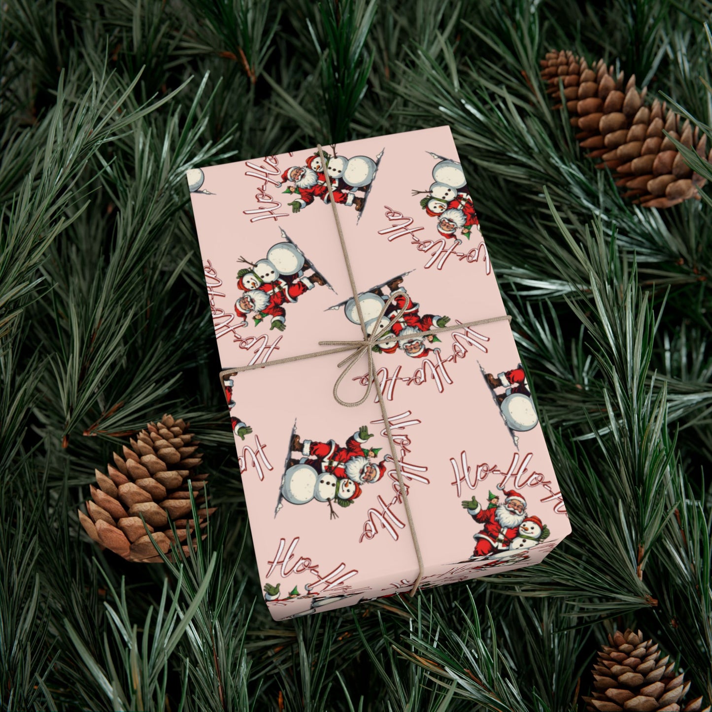 Gift Wrap Paper — Pink Snowman Pattern Holiday Wrapping Paper