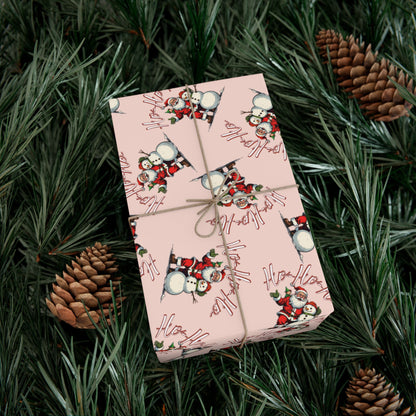Gift Wrap Paper — Pink Snowman Pattern Holiday Wrapping Paper