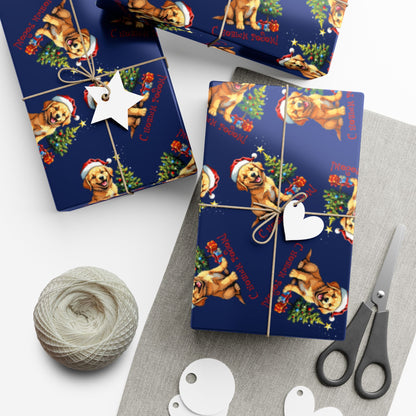 Gift Wrap Paper — Cute Golden Retriever Puppy Christmas Pattern