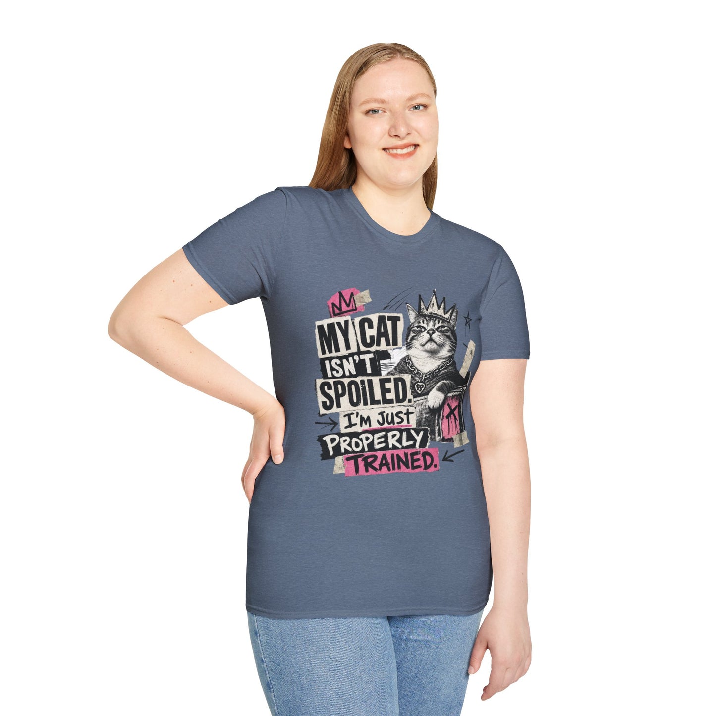 Cat T-Shirt — “My Cat Isn’t Spoiled, I’m Just Properly Trained” Graphic Tee