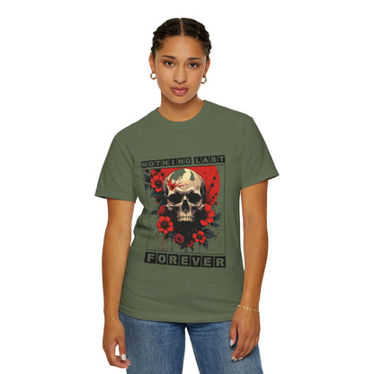 Edgy Skull Graphic T-Shirt - Unique Casual Wear, Unisex Streetwear, Gift for Music Lovers, Halloween Costume, Forever Quote Tee