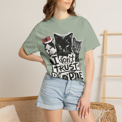 I Don’t Trust People Cat T-Shirt — Grunge Graphic Tee for Cat Lovers