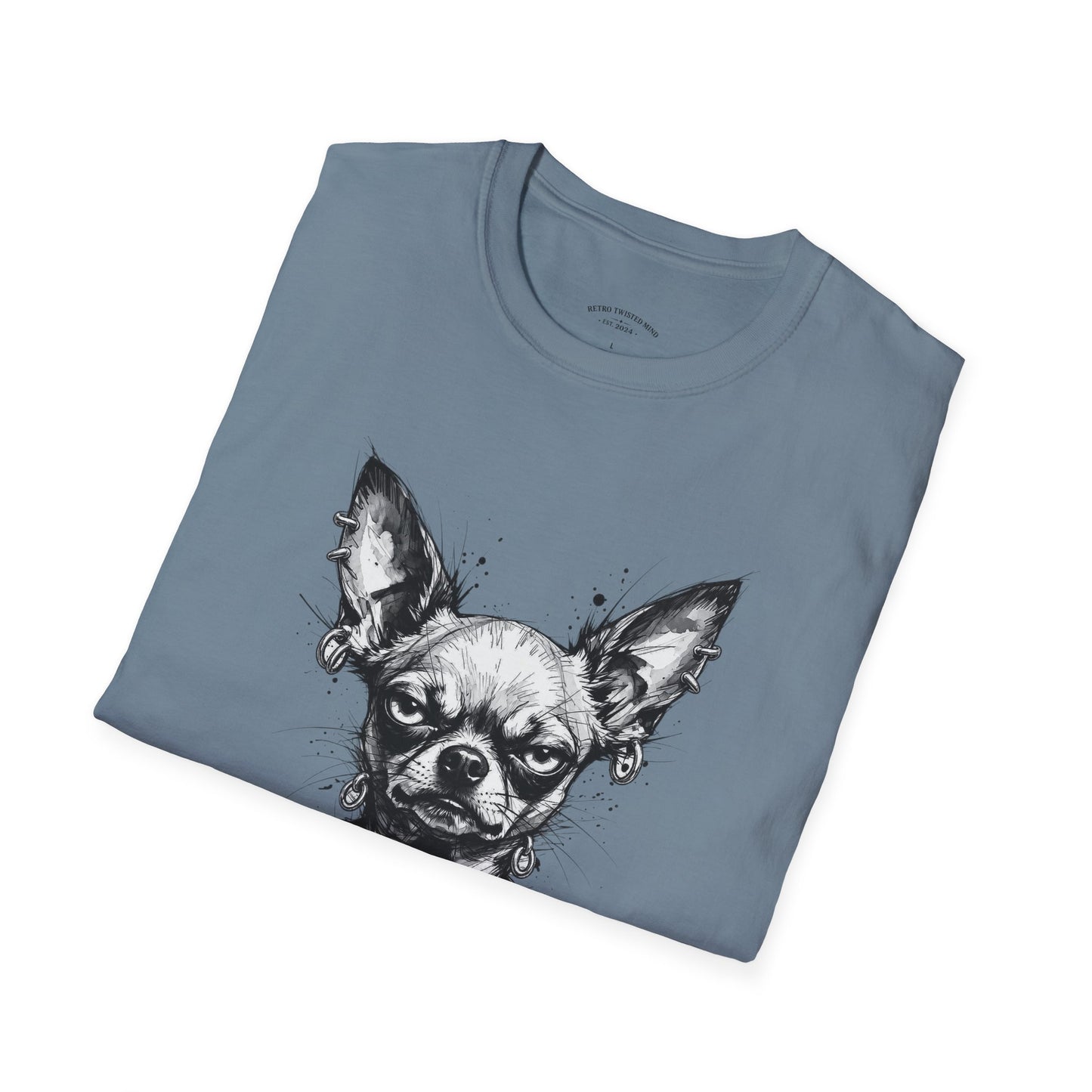 Chihuahua Portrait T‑Shirt — Expressive Black & White Dog Art Tee