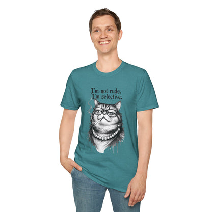 Cat Graphic T‑Shirt — "I'm Not Rude, I'm Selective" Funny Cat Tee