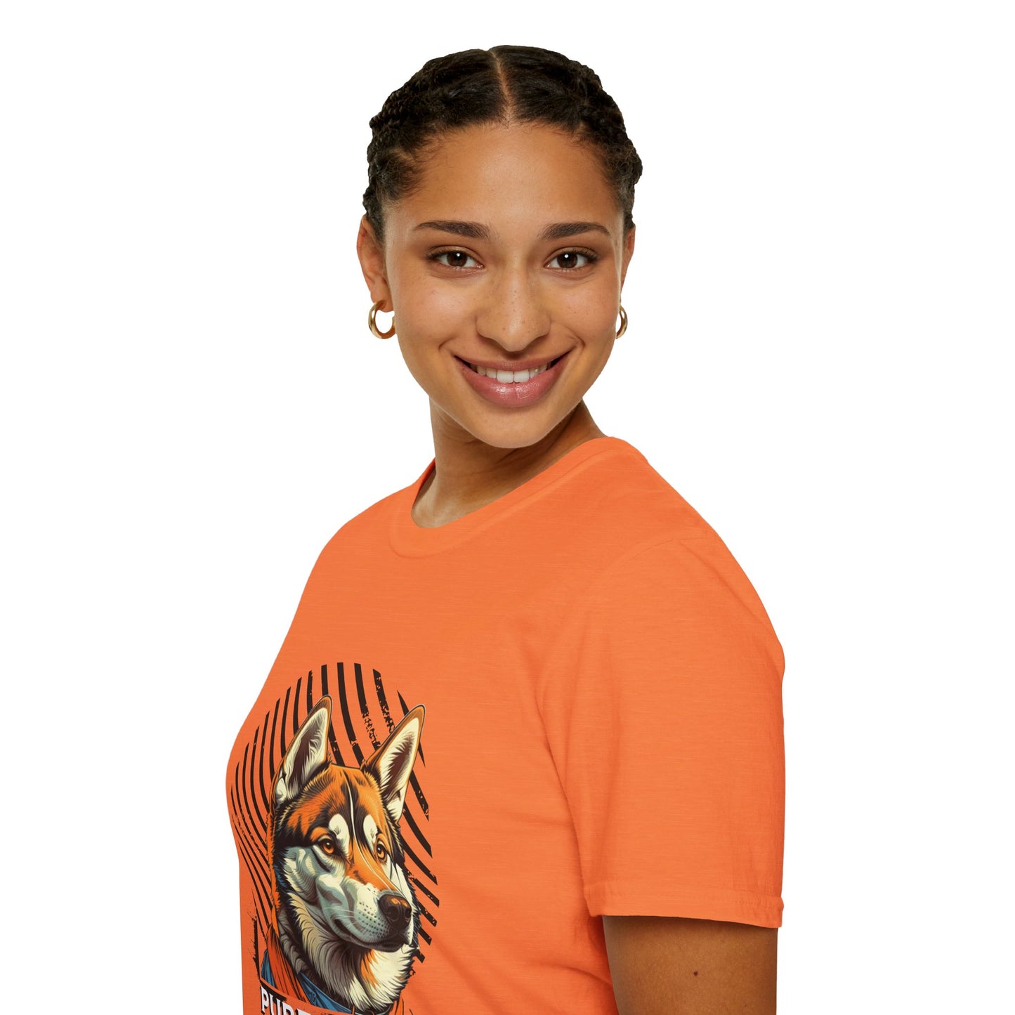 Pure Love Unisex Softstyle T-Shirt - Orange Dog Design