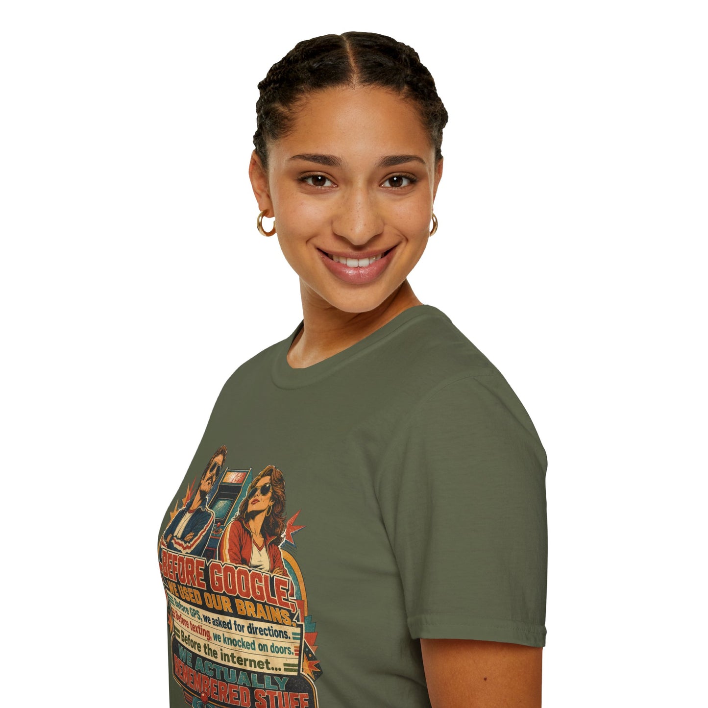 Before Google T-Shirt — Retro Vintage "We Used Our Brains" Graphic Tee