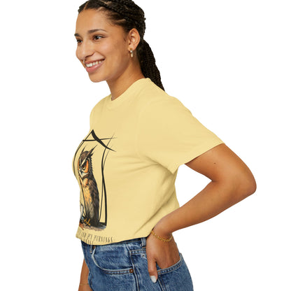 Owl & Coffee Graphic T-Shirt — 'A Day to Coffee and Contemplate'