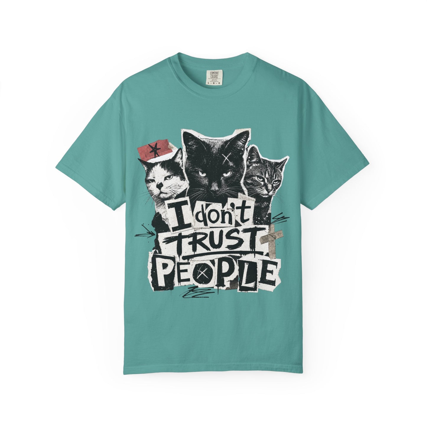 I Don’t Trust People Cat T-Shirt — Grunge Graphic Tee for Cat Lovers