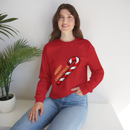 Christmas Candy Cane Crewneck Sweatshirt — "Merry Christmas" Holiday Sweater