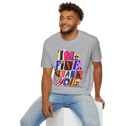 T-Shirt — "I'M FINE, THANK YOU" Retro Collage Graphic Tee