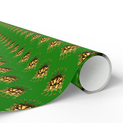 Wrapping Paper — Green Poinsettia Pattern Holiday Gift Wrap
