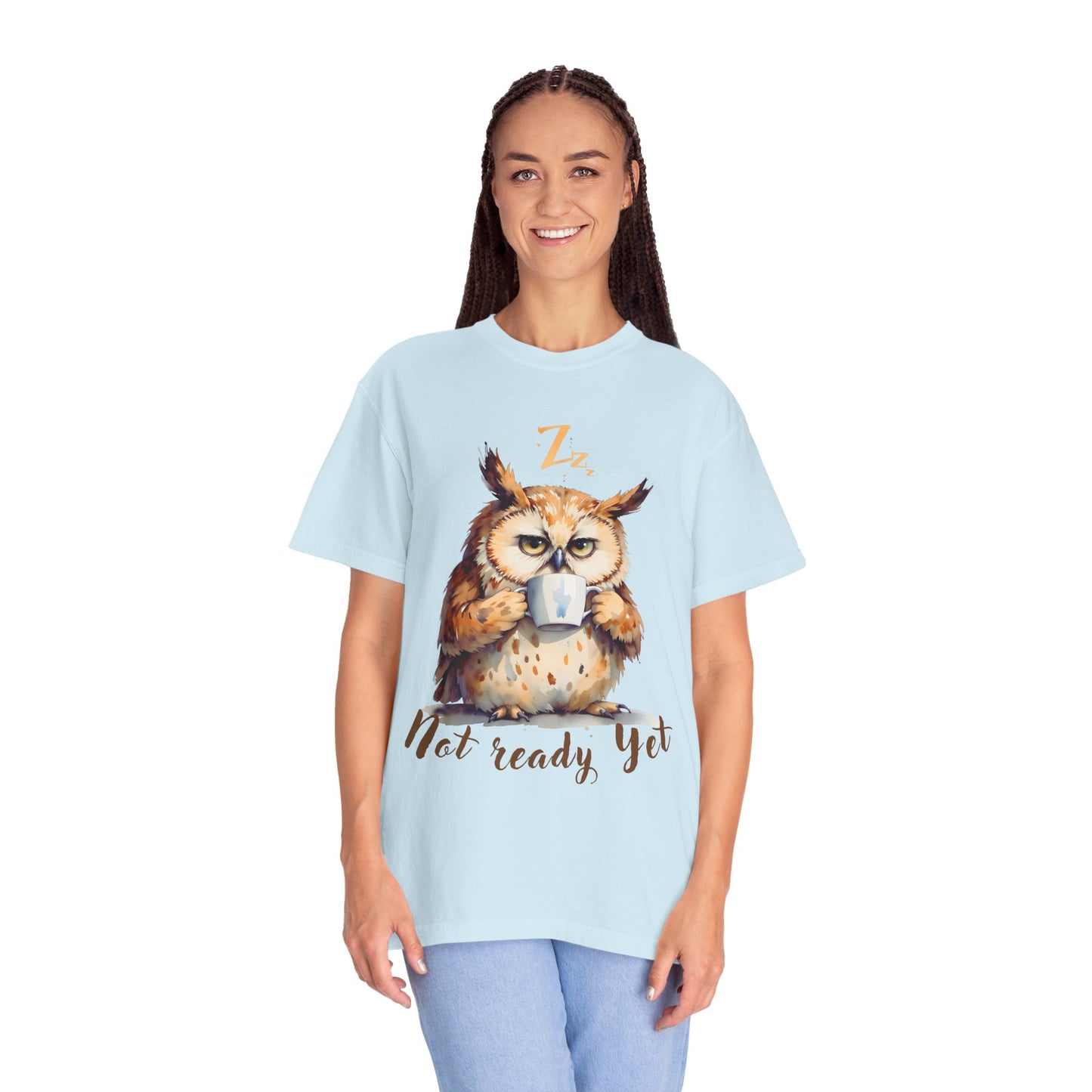 Not Ready Yet Owl T-Shirt — Cute Coffee Morning Graphic Tee