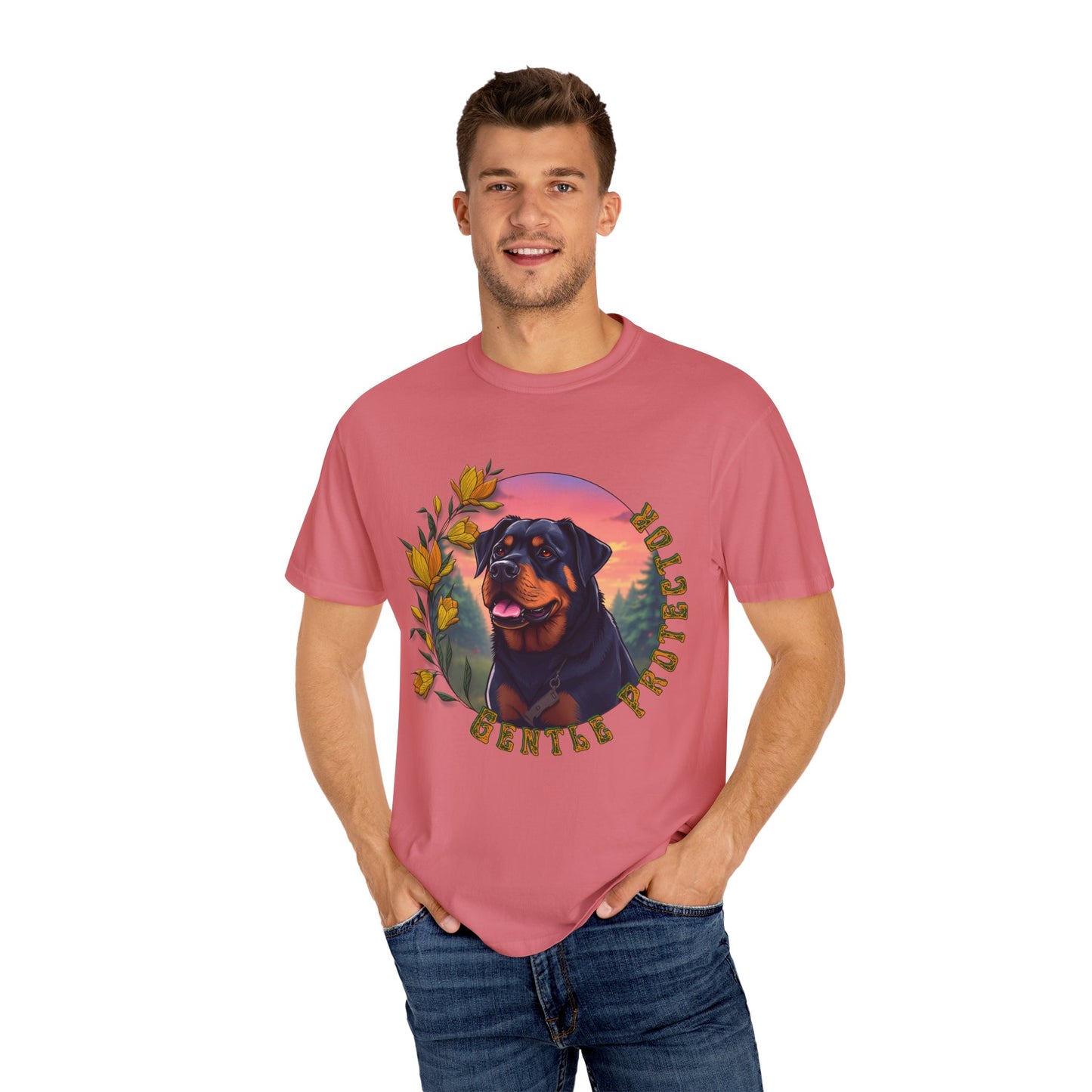 Gentle Protection Unisex Garment-Dyed T-shirt | Dog Lover Gift | Floral Design