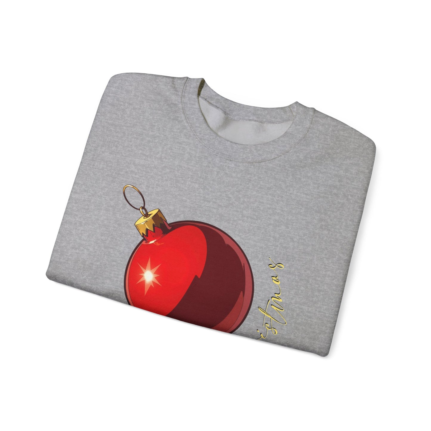 Christmas Ornament Crewneck Sweatshirt — Red Bauble "Merry Christmas" Holiday Sweater