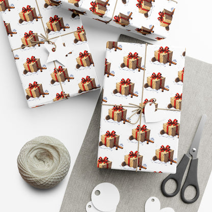 Wrapping Paper — Festive Gift Stack Pattern with Red Bows